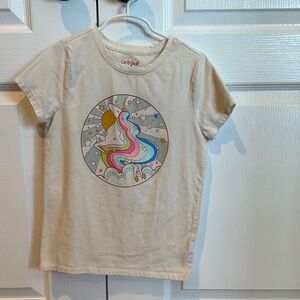 Cat & Jack Beige Unicorn Kids T-Shirt size M 7/8